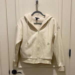 Forever 21 Women’s Zip-Up Fur Hoodie Jacket Size M